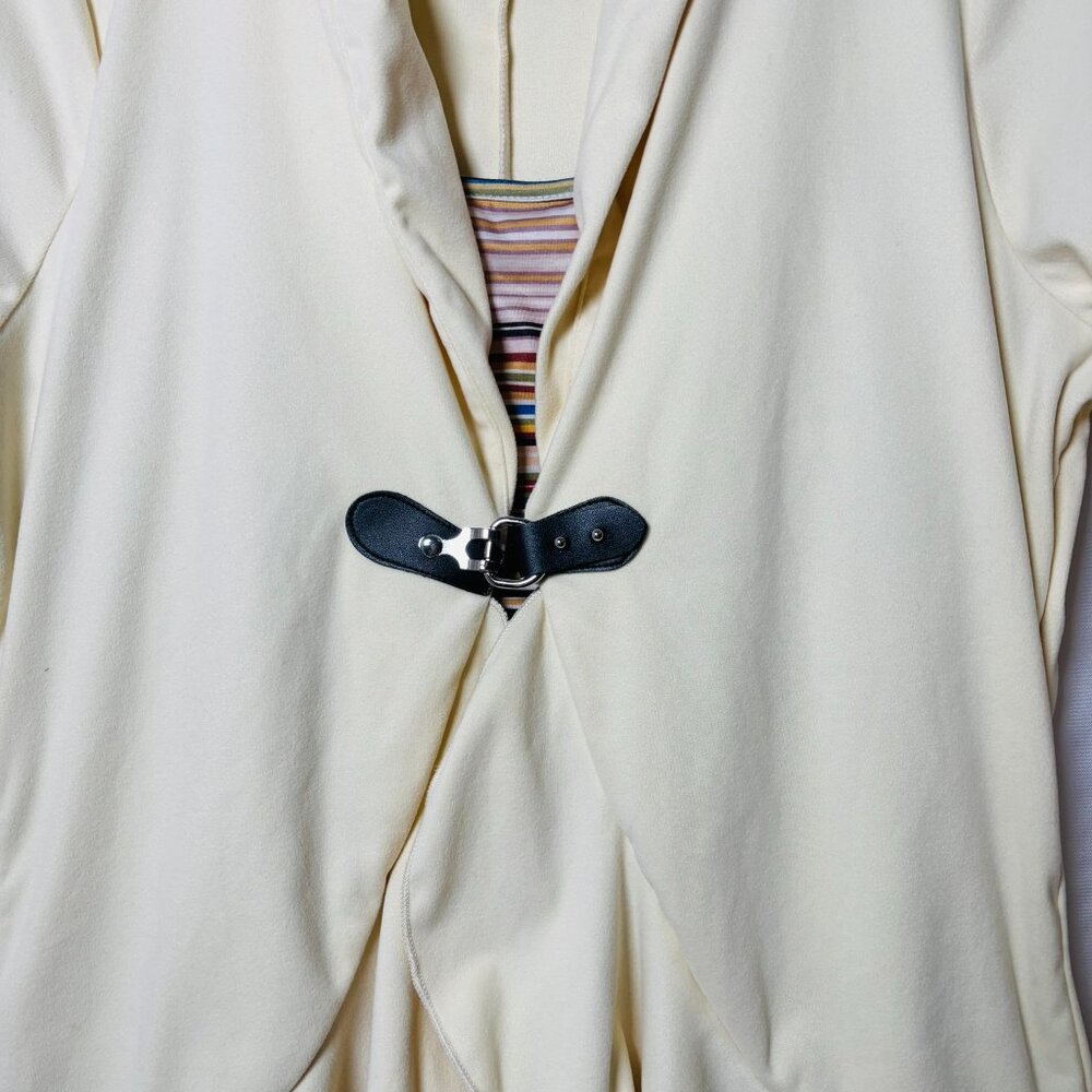Cream Buckle Front Layered Tunic Top w/ Striped Tank Size XL - Picture 4 of 5